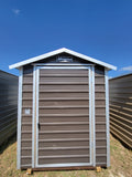 06 x 08 Steel Storage Shed in Charcoal Grey Siding with Light Grey Trim