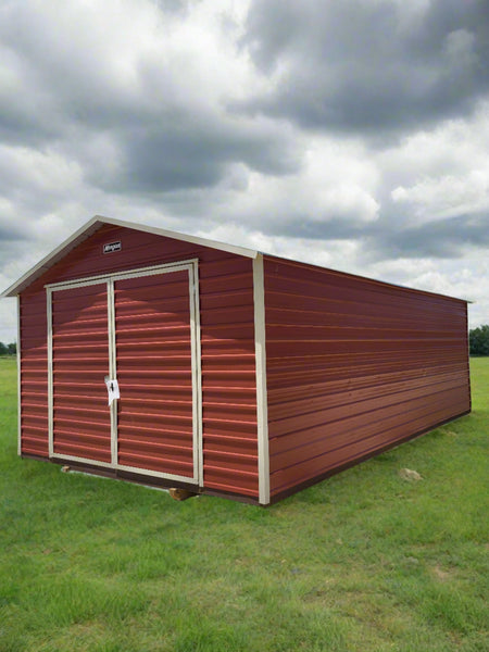 14 x 24 Red Steel Peak Barn Storage - H205057
