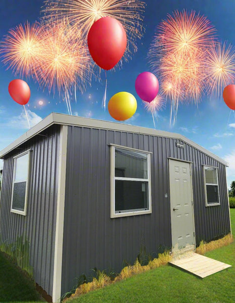 12 x 20 - 20% OFF!!! Insulated with Electrical Deluxe Grey & Almond Building - H204623