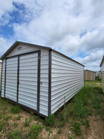 12 x 20 *Double Double Doors* - White Steel Siding & Dark Grey Trim - H205366