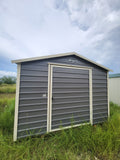 10 x 12 Steel Peak Storage Shed in Dark Grey with Almond Siding -H205229