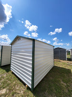 08x10 White Steel Shed with Green Trim