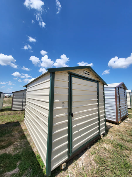 08x10 Almond Steel Storage Shed with Green Trim