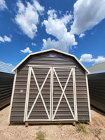 10 x 12 Grey Steel Barn with Window and Double Doors