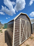 10 x 12 Grey Steel Barn with Window and Double Doors