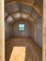 10 x 12 Grey Steel Barn with Window and Double Doors