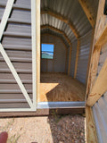 10 x 12 Grey Steel Barn with Window and Double Doors