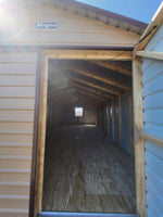 14 x 32 Steel Tan and Brown Trim Double Door, Side Door, and Back Window