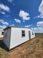 12 x 32 Unlined Building in Grey Steel Siding with Dark Grey Trim