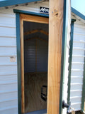 06x08 Steel Storage Shed in White Siding and Green Trim