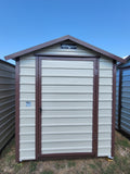 06 x 06 Steel Storage Shed in Almond Siding & Brown Trim