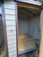 06 x 06 Steel Storage Shed in Almond Siding & Brown Trim