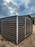 08 x 12 Peak Storage in Dark Grey Steel with Galvalume Steel Siding