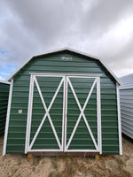 10 x 10 Classic Barn in Green Steel with White Trim & Window