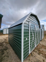 10 x 10 Classic Barn in Green Steel with White Trim & Window