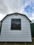 10 x 10 Classic Barn in White Steel with Green Trim & Window