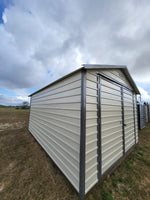 12 x 16 Steel Peak Storage Shed in Almond with Grey Trim