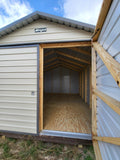 12 x 16 Steel Peak Storage Shed in Almond with Grey Trim