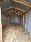 12 x 16 White and Blue Steel Storage Barn