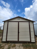 12 x 16 Steel Storage Shed in Almond & Brown with Window