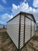 12 x 16 Steel Storage Shed in Almond & Brown with Window