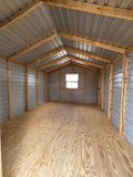 12 x 16 Steel Storage Shed in Almond & Brown with Window