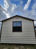 12 x 16 Steel Storage Shed in Almond & Brown with Window