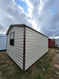 12 x 16 Steel Storage Shed in Almond & Brown with Window