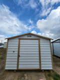 10 x 16 Steel White Storage Shed with Tan Trim