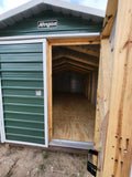 10 x 20 Steel Green Peak Storage Shed with White Trim