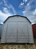 12 x 12 Grey Steel Classic Morgan Barn with Double Doors