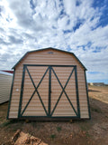 12 x 32 Morgan Classic Steel Barn in Tan and Green