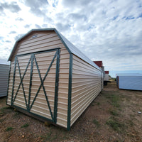 12 x 32 Morgan Classic Steel Barn in Tan and Green