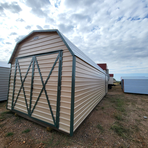 12 x 32 Morgan Classic Steel Barn in Tan and Green