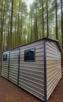 10 x 16 Beige Steel Storage with Two Windows and Center Door