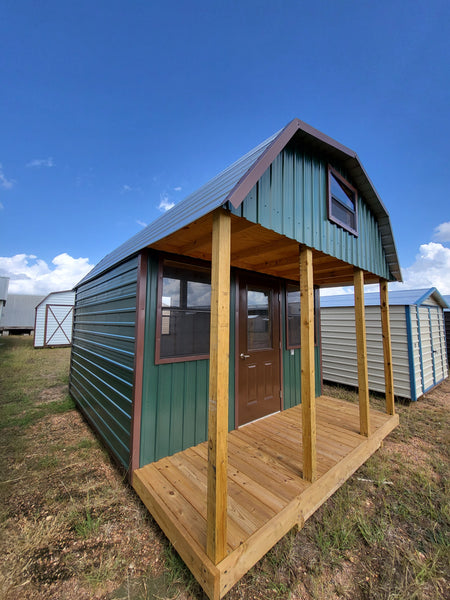 12 x 16 Barn w/ Porch, Loft, and Back Window