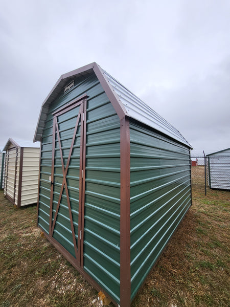 08 x 12 Dark Green Morgan Steel Barn with Brown Trim