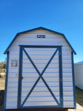 08 x 10 White Steel Barn with Blue Trim *Shiner Lot* 25% OFF!