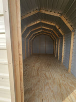 06 x 06 Steel Storage Shed in Tan Siding and Green Trim