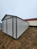 12 x 32 Peak Steel Morgan Shed in Light Grey with 3 Doors