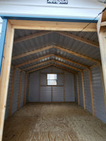 12 x 16 Peak White Steel with Blue Trim, Single Door, and Window