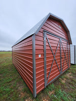 12 x 16 Classic Morgan Barn in Red Steel with Double Doors