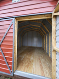 12 x 16 Classic Morgan Barn in Red Steel with Double Doors