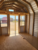 10 x 20 Barn w/ Porch, Loft, Shelves and Back Window