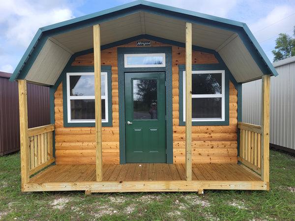14x24 Wood Accent Cabin Shell with Porch