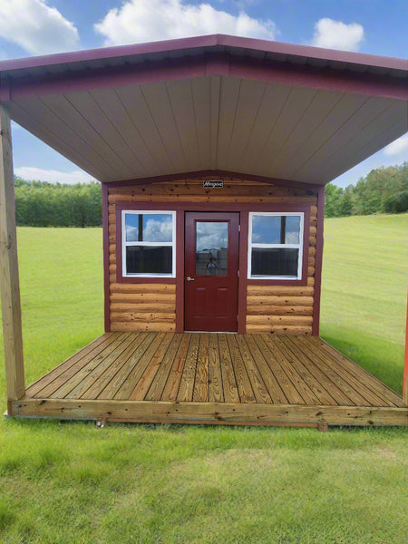 12x20 Wood Accent Cabin Shell with Porch