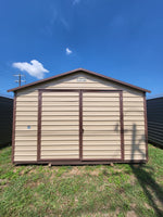 14x32 Steel Tan Siding and Brown Trim and 7' Studs