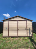 14x32 Steel Tan Siding and Brown Trim and 7' Studs