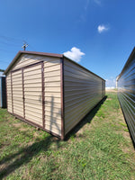 14x32 Steel Tan Siding and Brown Trim and 7' Studs