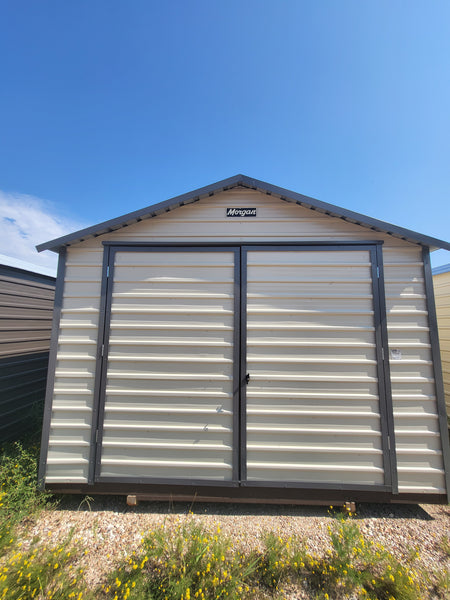12x20 Almond & Dark Grey Steel Storage Shed  25% Off!